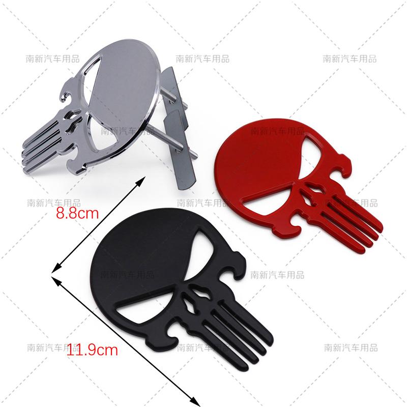 1 Pc Big Size 3D Metal Skull Totem Grill Emblem Punisher Skull Badge Front Hood Stickers Universal Car Body Decoration Stickers