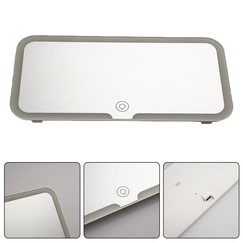 3 Led Light Modes Stepless Dimming Visor Makeup Mirror Rechargeable Sensor Cosmetic Mirror Large Screen Car Vanity Mirror