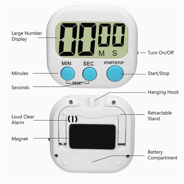 Kitchen Digital Timer Big Digits Loud Alarm Magnetic Backing Stand with LCD Display for Cooking Baking Sports Games
