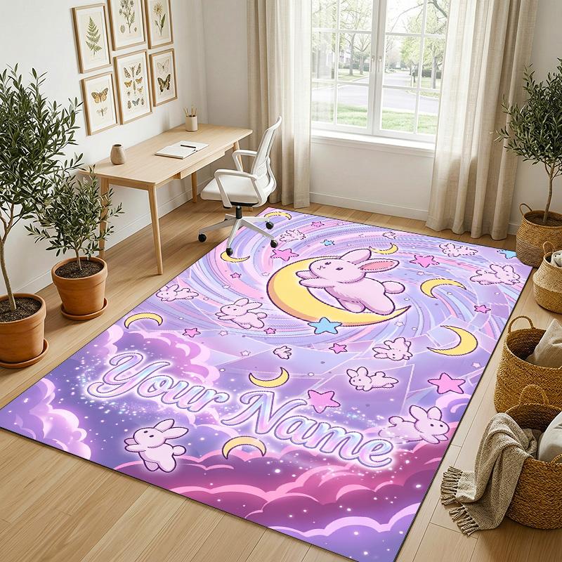Personalized Crystal Velvet Carpet,Sailor Moon Custom Printed Name, Plush Area Rug For Home Indoor Decor