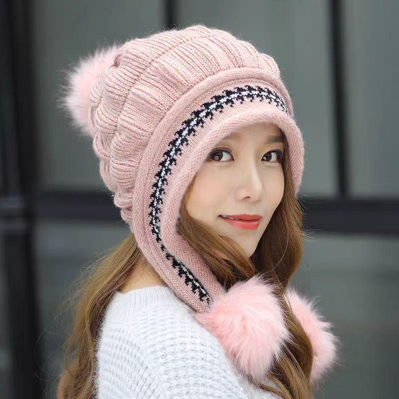 Womens Winter Knit Hat Scarf Set Warm Ear Protection Beanie Cold Weather Outdoor Use