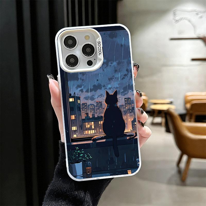 Чехол для телефона Healing Sense Cat Rain, ударопрочный, для iPhone 17 Air 16 16E 15 Pro Max 14 Plus 13 Mini 12, задняя крышка, противоударный Fundas
