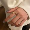 Lady Open Ring Adjustable Stainless Steel Irregular Line Shape Polished Solid Color Smooth Anti-rust Daily Party Prom Finger Jewelry