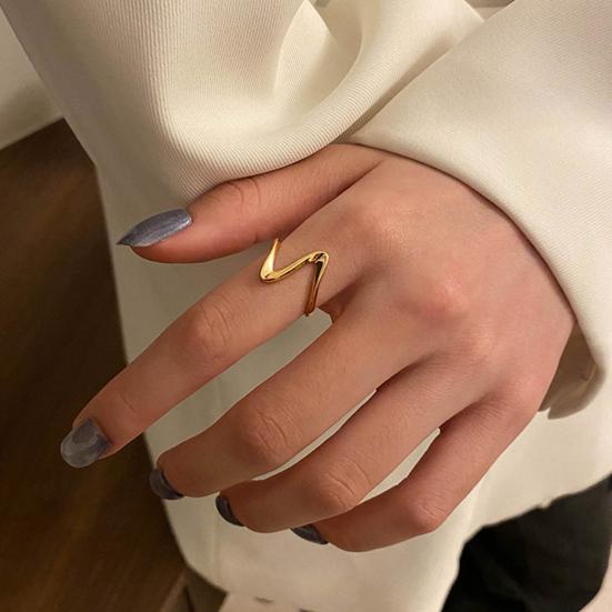 Кольцо Yousheng Lady Open Ring, регулируемое, из нержавеющей стали, неровной формы, полированное, сплошного цвета, гладкое, антикоррозийное, для повседневных вечеринок, выпускного вечера, ювелирные изделия для пальцев
