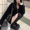 Dark Gothic American Vintage Hoodie Cross Leopard Print Zip Up Sweatshirt Women Streetwear