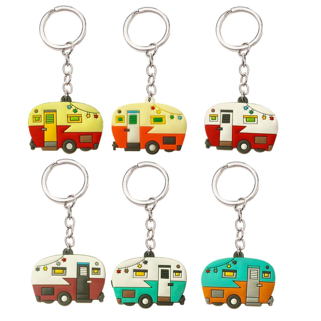 10Pcs Campers Keychain Soft Silicone Motorhome Charm Keyring for Camping Enthusiasts Portable Backpacks Accessory