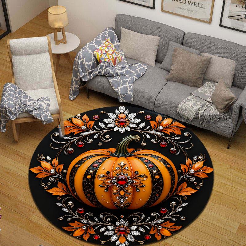 Glam Round Floral Multicolor Floor Rug, Non-Slip Floor Mat for Hallway