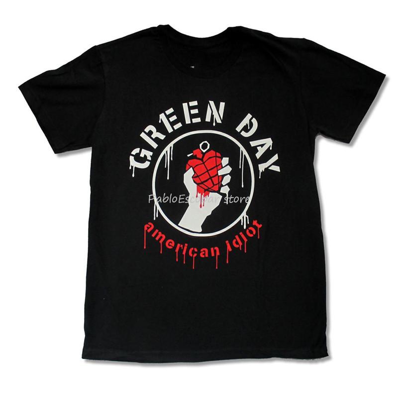 Green Day American Idiot Логотип с подтеками Черная футболка Новый мерч группы Повседневная футболка для взрослых