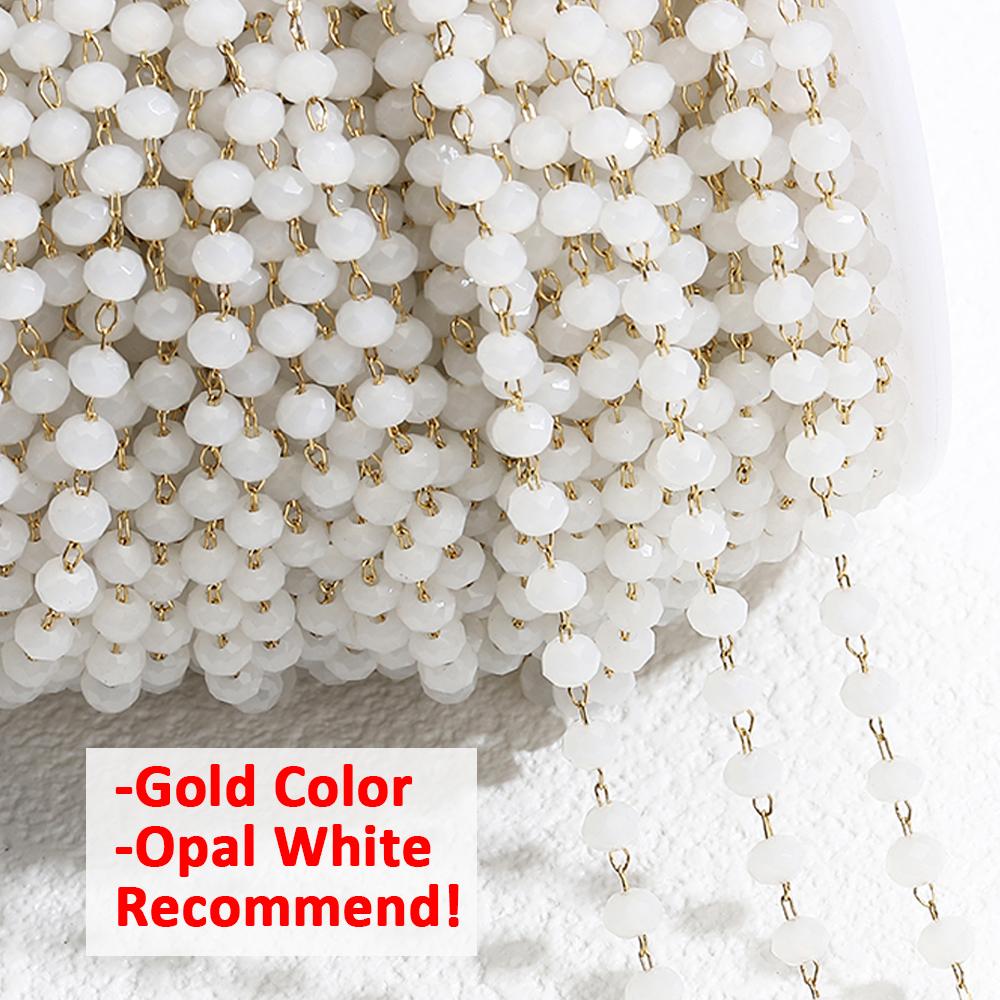 1Meter Colorful Glass Ball Beaded Chain Crystal Beads Necklace Body Chain Accessories for Jewelry Making Components DIY Supplies