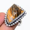 Cappuccino Jasper Gemstone Handmade 925 Sterling Silver Jewelry Ring Size 8 SU-10557