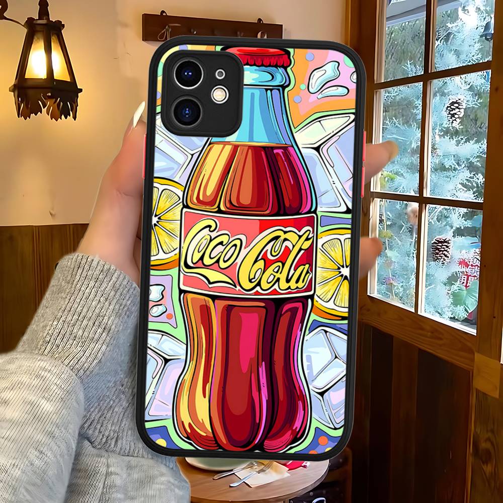 C-CocaS-Модный Кола Силиконовый Матовый Чехол Для Телефона Для Iphone 13 14 15 16 Pro Max 11 12 X Xs Max Мягкая Крышка