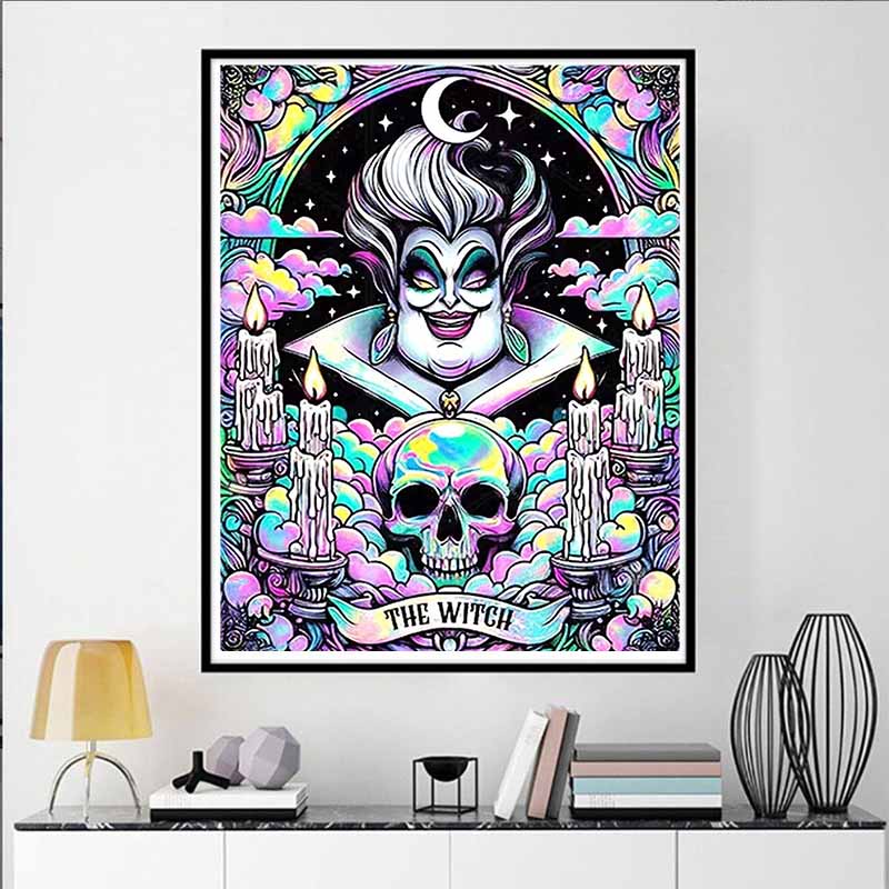 Disney 5D DIY Diamond Painting Lady Termani Dark Neon Tarot Style Illustration Full Round Diamond Mosaic Cartoon Dog Embroidery Art Painting HomeDecor