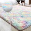 Rainbow Fluffy Rugs Anti-Skid Shaggy Area Rug Dining Room Carpet Floor Mat Home Bedroom