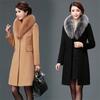 2023 Women Wool Coat New Winter Autumn Fashion Slim Fur Collar Woolen Blends Jacket Long Coat Outerwear Tops Female Jackets