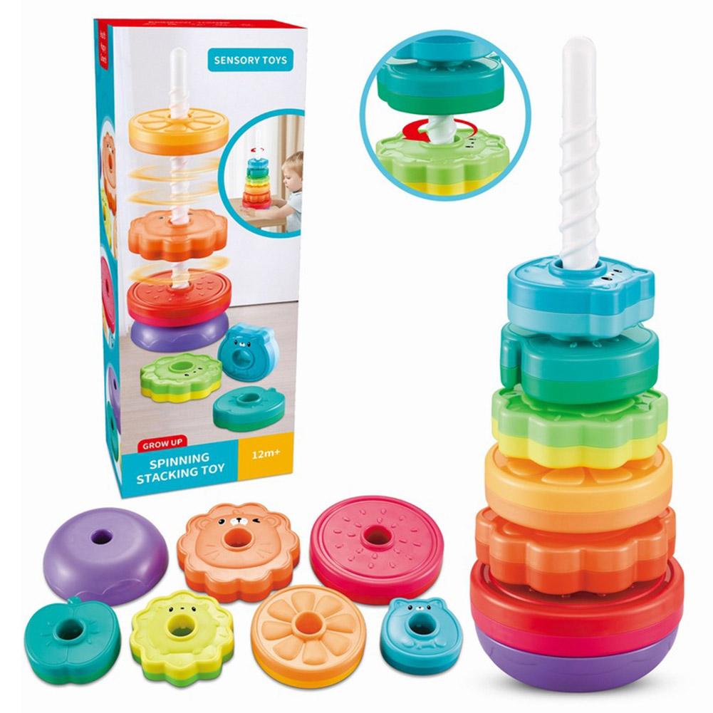 Радужная вращающаяся башня Монтессори-игрушка, вращающиеся игрушки для детей, подарок на день рождения