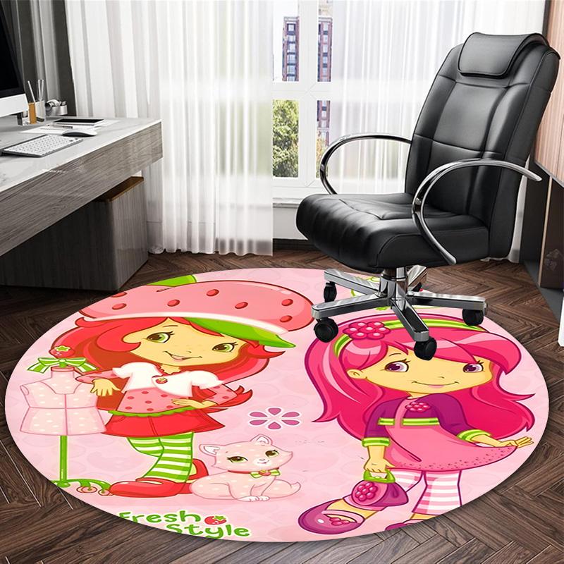 1pc Princess Strawberry11 Carpet, Round Rug, Comfortable, Suitable for Entryways, Living Rooms, Office, And Bedrooms, Christmas Decoration
