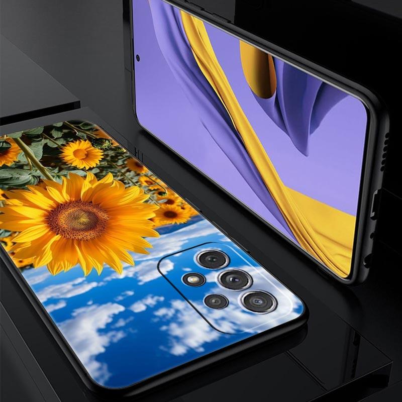 Желтый чехол-подсолнух для Samsung Galaxy A17 A07 A55 A35 A25 A15 A05 A33 5G A31 A23 A21s A13 A41 A73 A53 A51 A71 A03