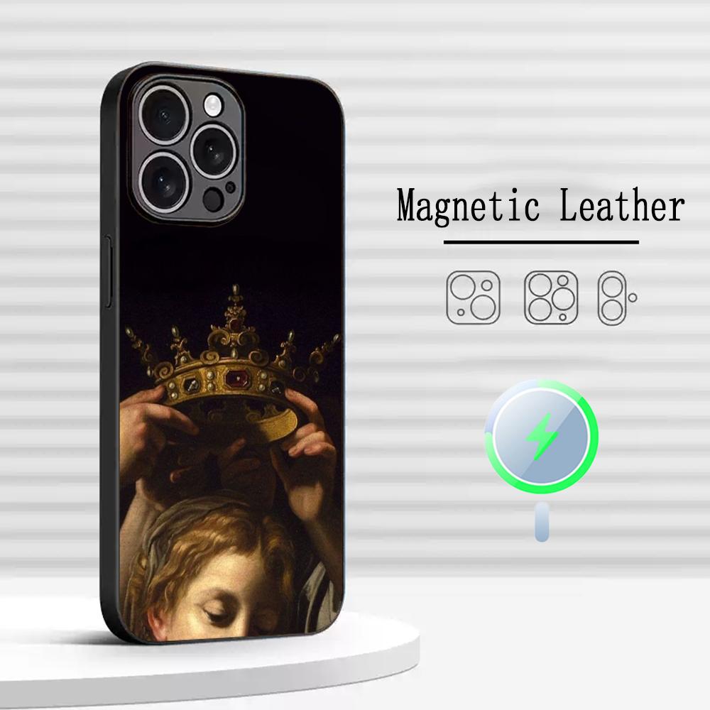 Американский ретро арт-живопись узор дизайн Чехол для телефона Для iPhone 17 16 15 14 13 12 Plus Pro Max Роскошный Magsafe Овчина