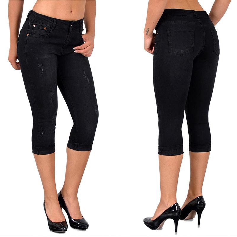 Женские минималистичные повседневные джинсы Slim Fit с высокой талией, укороченные брюки из денима больших размеров Slim Fit