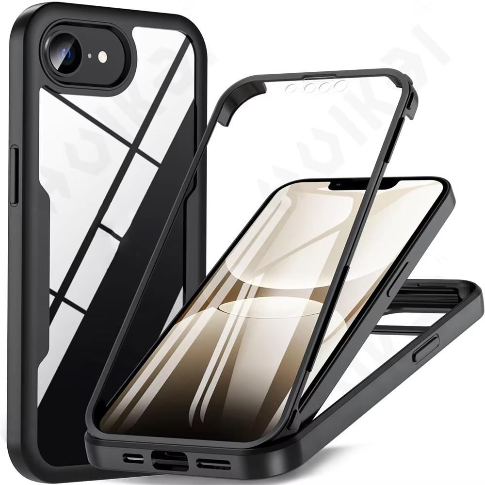 Чехол для iPhone 16E 2025 16 15 14 11 12 13 Pro Max Plus XS XR 8 Plus 360 Полная Противоударная Силиконовая Защита Экрана Чехол для Телефона