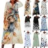 Women's Fashionable Printed Round Neck Seven Quarter Sleeve Button Loose Shirt Dress