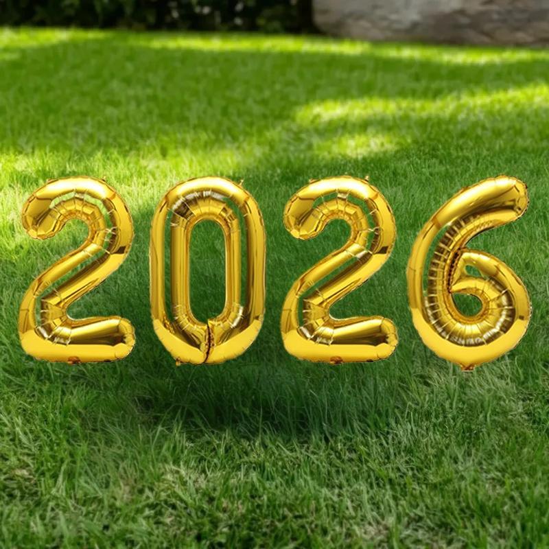 2026 Цифровые фольгированные шары С Новым годом Вечеринка Украшение Реквизит для фотобудки Принадлежности Рождественский домашний декор Navidad 2026