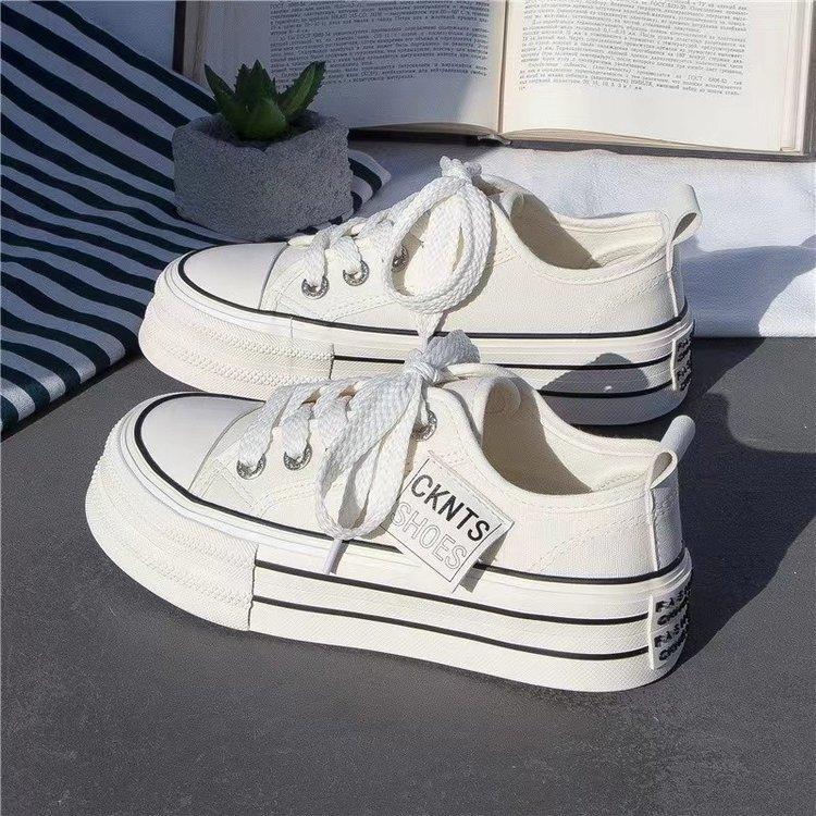 Thick-soled Canvas Biscuit Shoes Women's Shoes Spring and Autumn New Muffin Versatile Sports and Leisure Little White Shoes Board Shoes