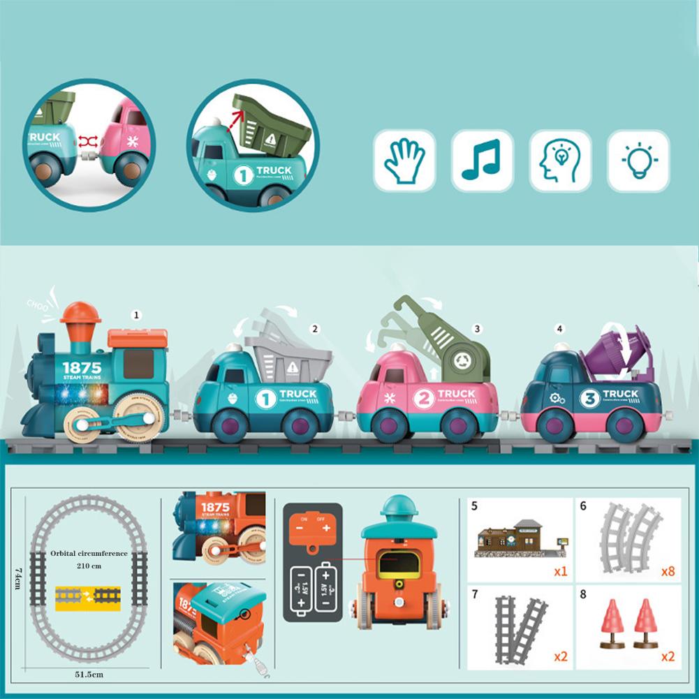 Train Set Electric Train Toys With Lights Sound Magnetic Connection Track Car Toys Train Track Toys Gifts For Kids