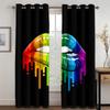 Sexy Rainbow Abstract Art Mouth Girl Light Filtering Drapes, Window Curtains for Living Room, Bedroom Decor, 2 Pieces