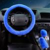 3x Universal Plush Car Steering Wheel Covers Winter Faux Fur Hand Brake & Gear Covers Set Car Interior Accessories 38cm