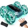Tecnock RC Car, Amphibious, USB Magnetic Rechargeable, Gesture Control, 360° Rotation, Double-Sided Driving, Stunt Car for Kids, Gift (Green)