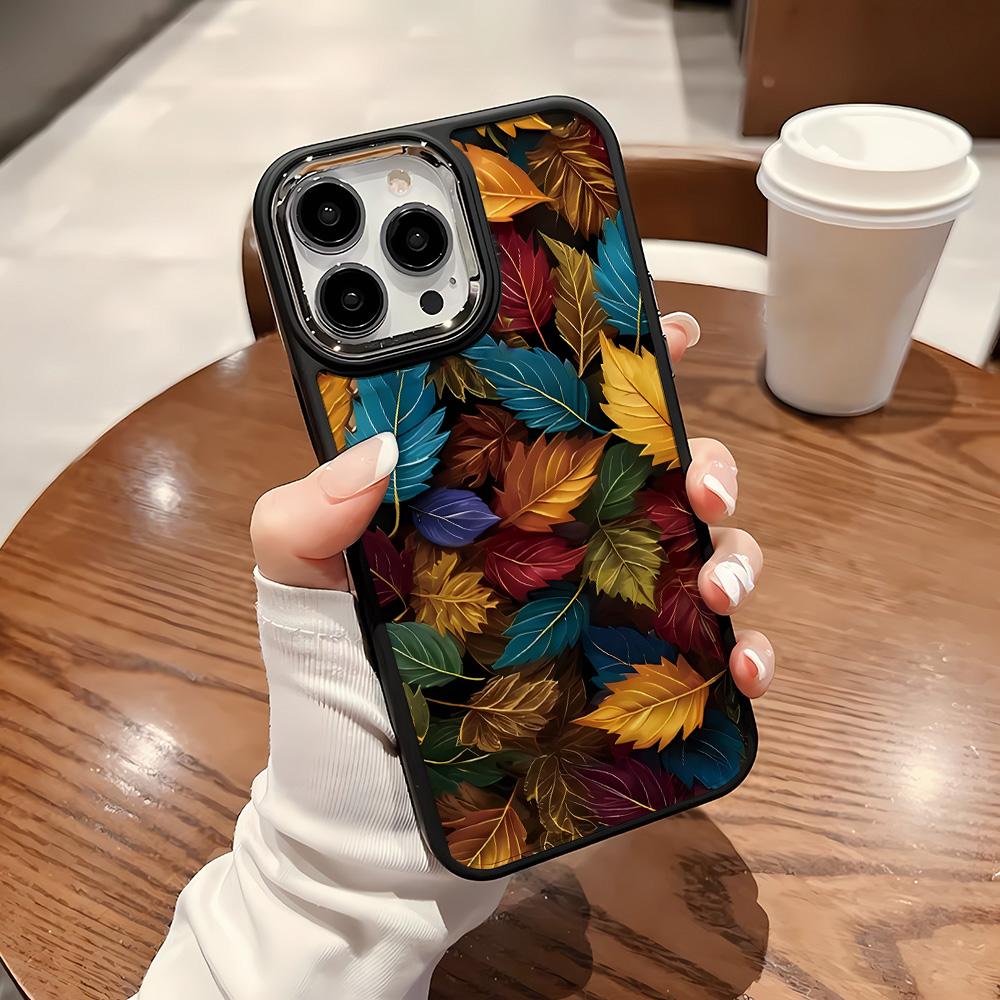 Красочный чехол для телефона с листьями для iPhone 15 14 13 12 11 Pro Max XR XS X 7 8 Plus Мягкий квадратный силиконовый чехол для iPhone 16 15 14 13
