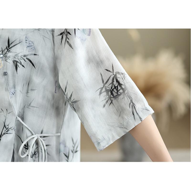 DIMANAF 2025 Летнее Женское Платье Большого Размера Свободное Цветочное Платье Шифон Элегантное Базовое Винтажное Повседневное Макси Платье