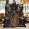 1pc 2D Flat Printing Spring & Summer New Arrival Gorgeous Peacock Golden Pattern Themed Digital Print Blanket, Suitable for All Seasons, Casual Throw 