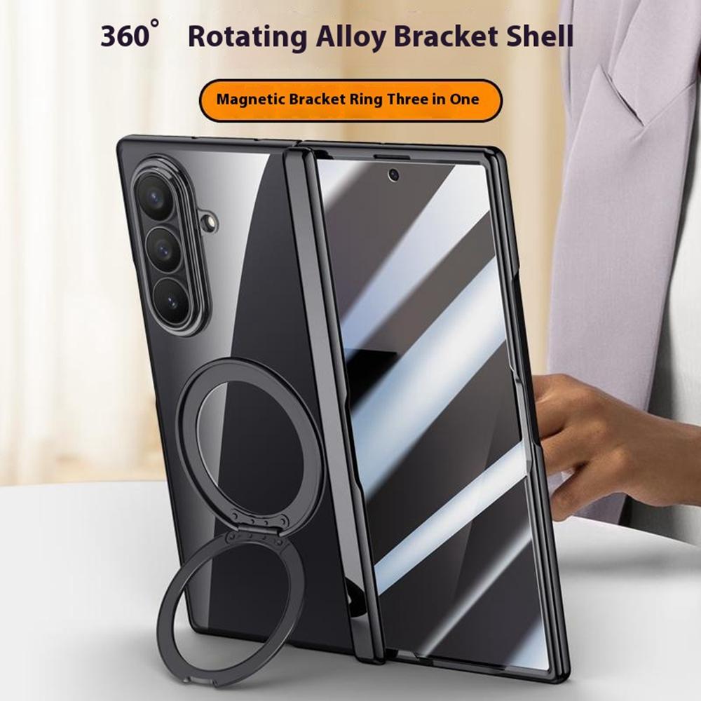 For Samsung Galaxy Z Fold7 5G Case Compatible with MagSafe Kickstand Electroplated PC Phone Cover with Screen Protector