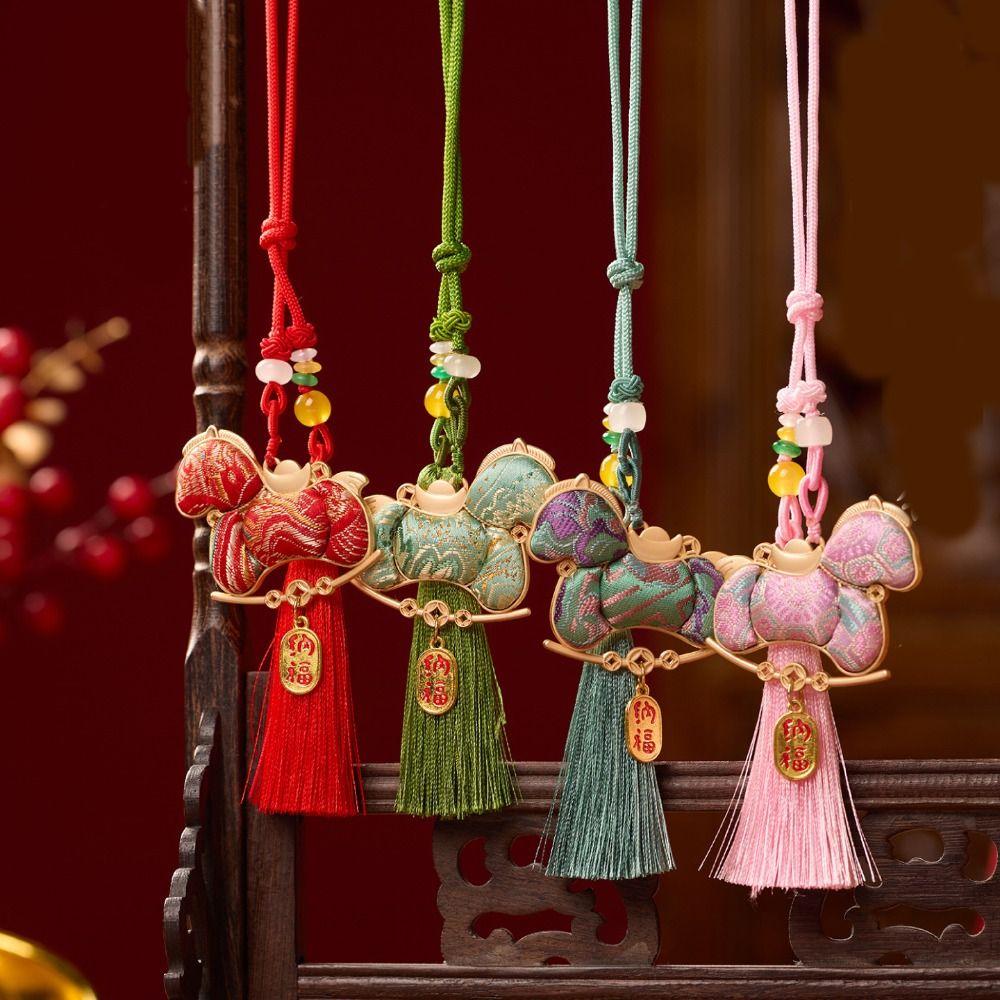 Satin New Year Horse Pendant Chinese Style Car Hanging Ornaments  Festive Accessory