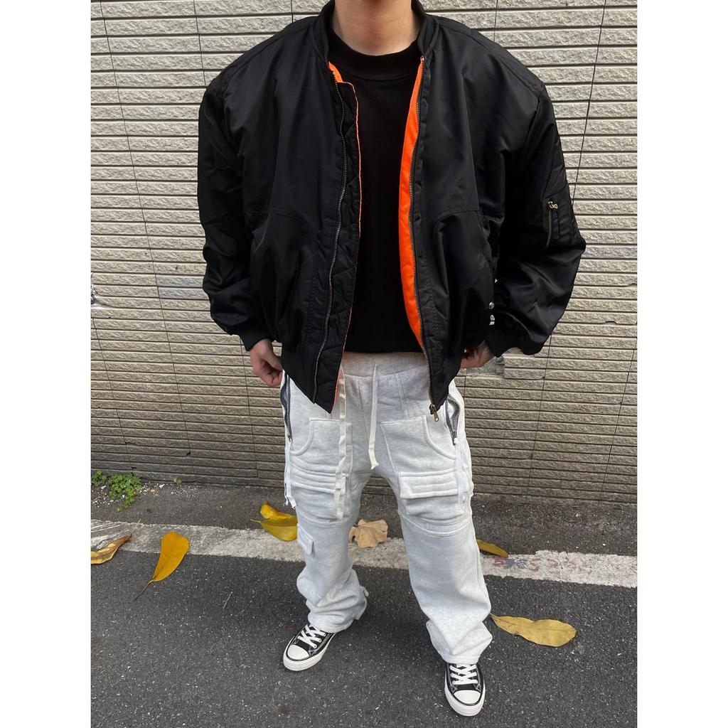 Мужская оранжевая утепленная куртка-бомбер – Короткая, Широкая, Классического кроя – Теплый хлопок для осени/зимы