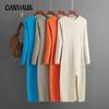 Autumn and Winter Women's Knitted Dress Slim Mid-length Long-sleeved Bottoming Package Hip Dress Sweater Dress