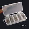 100pcs 5 Sizes Fishing Hooks Stainless Steel Carp Fishing Hooks Fishhook Worm Hooks with Plastic Box