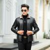 Leather Jacket Men's Middle-aged Lapel Fur One-piece Men's Velvet Thickened PU Washed Leather Jacket Men's Jacket