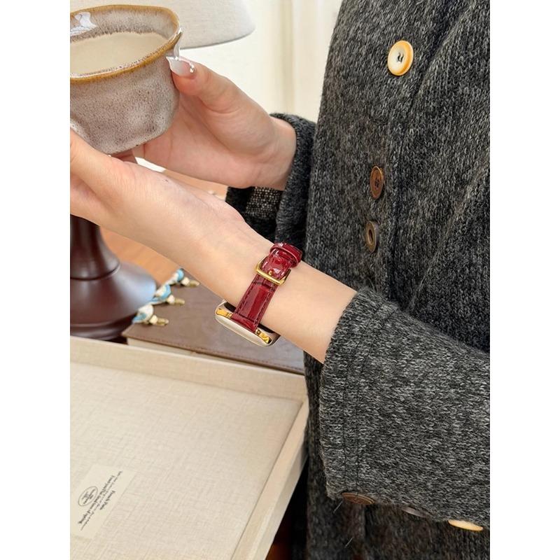 Leather Slim Band For iWatch Ultra 11 10 9 8 7 6 5 Se Woman Bracelet Strap For Apple Watch 38mm 40mm 41mm 42mm 44 45mm 46mm 49mm
