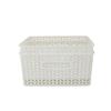 2 Pack Herringbone Plastic Storage Baskets with Open Handles Lightweight Organizational Storage Bins Home and Office 13.78 X