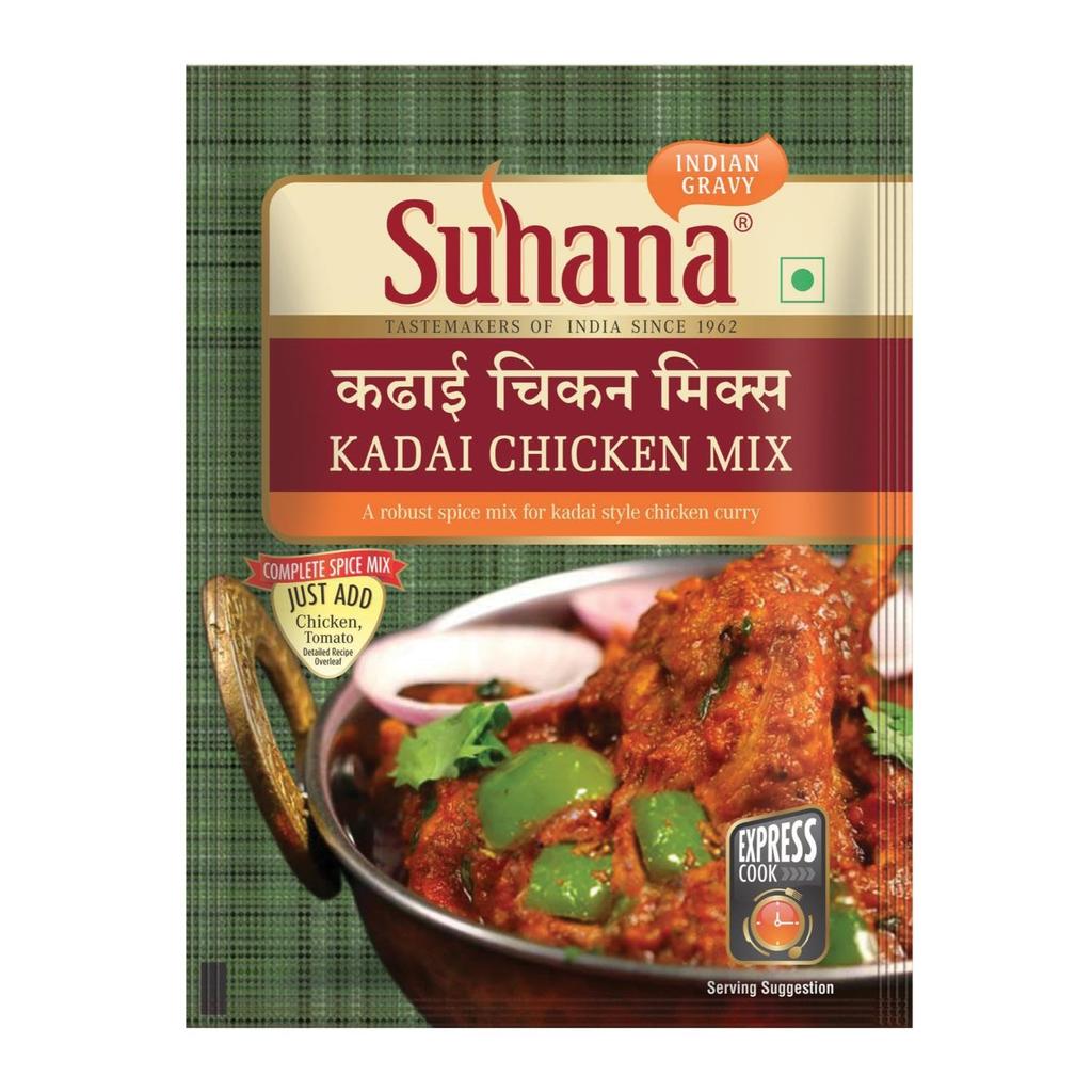 Смесь специй Suhana Kadai Chicken 50 г Пакетик Упаковка из 4 штук Аутентичная индийская карри-масала Легкое домашнее приготовление В ресторанном стиле