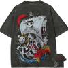 Thousand Sunny T Shirt Men Acid Wash Anime One Piece Ship Graphic Cotton Vintage Gym Streetwear Pirate Boat To Be Continued Tee