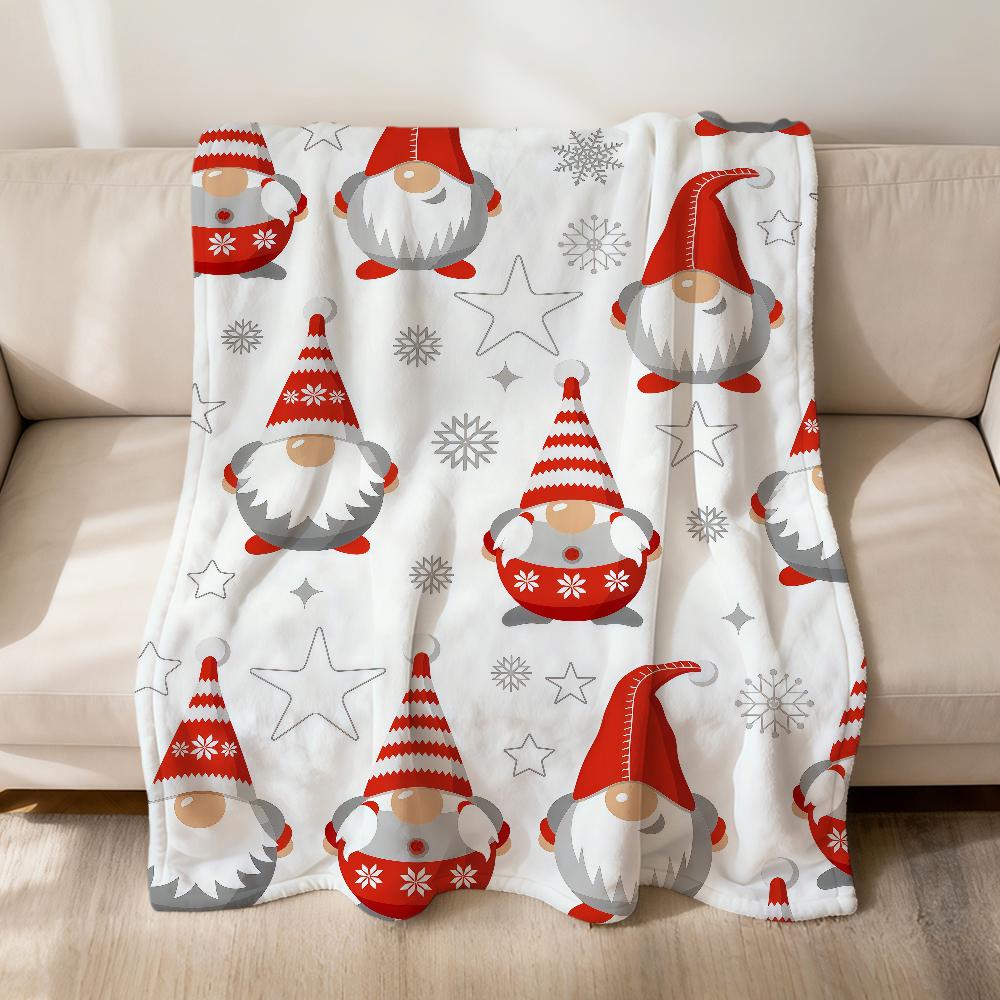 fashion art Cute Christmas gnomes Flannel soft warm plush blanket for sofa living room pet hogar bedroom gift home Car portable