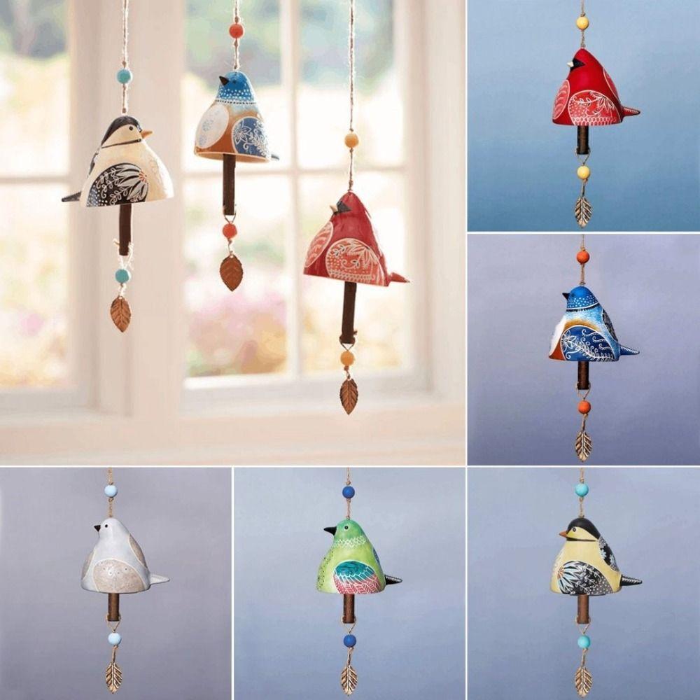 Resin Wind Chime Hand Painted Hanging Ornaments Wind Bell Bird Song Bell Wall Decoration