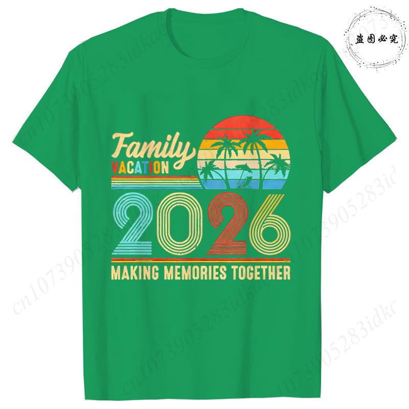 Family Vacation 2026 Retro T-shirts: Vintage Sunset Palm Graphic Tops Fashion Unisex & Unisex Making Memories Together Vacation Tees
