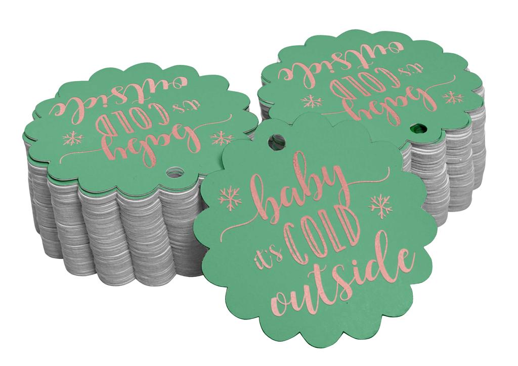 Inkdotpot Gold Foil Paper Hang Tags Baby It's Cold Outside Baby Shower Favor Tags 100