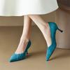 Мода Новые Весенне-Летние Женские Туфли Овечья Замша Женские Туфли-Лодочки Острый Носок Тонкий Каблук Лаконичные Высокие Каблуки Zapatos Mujer Каблуки-Шпильки