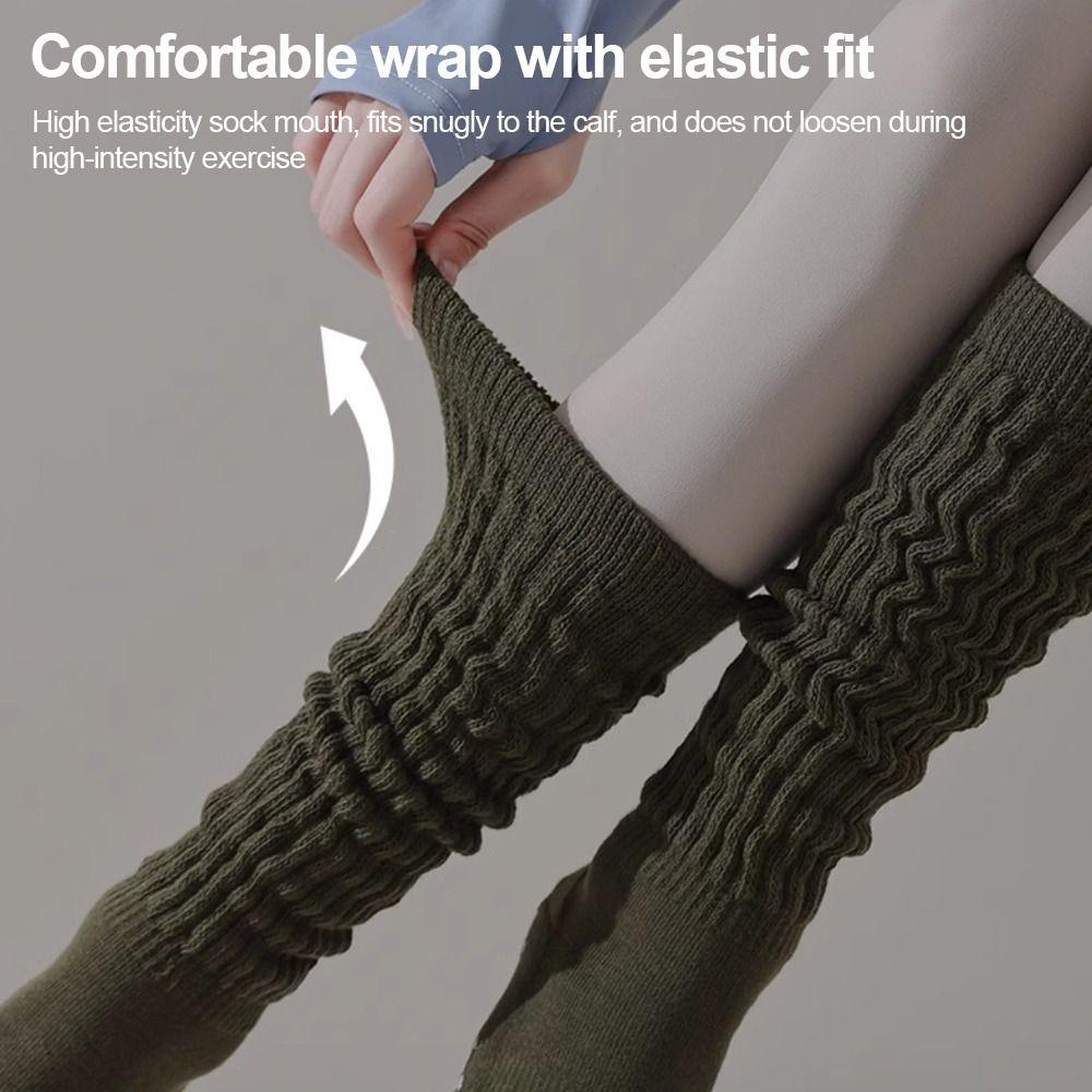 Warm Yoga Socks Cotton Floor Socks Trendy Long Tube Socks for Women